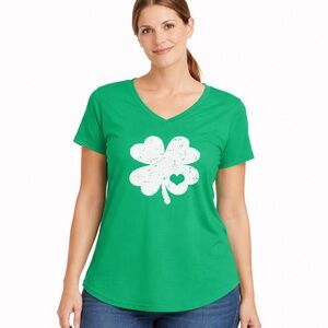Green Shamrock Women's V-Neck T-Shirt